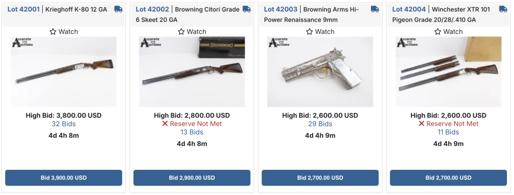 Gun auction is live